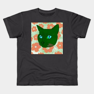 Cat in flowers Pop art Kids T-Shirt